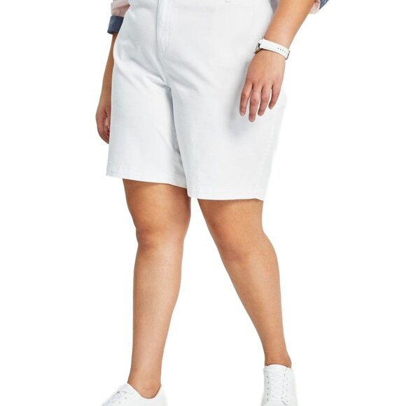Tommy Hilfiger Womens Hollywood Bermuda Shorts, White, Plus Size 22W MSRP $70 - Picture 1 of 1